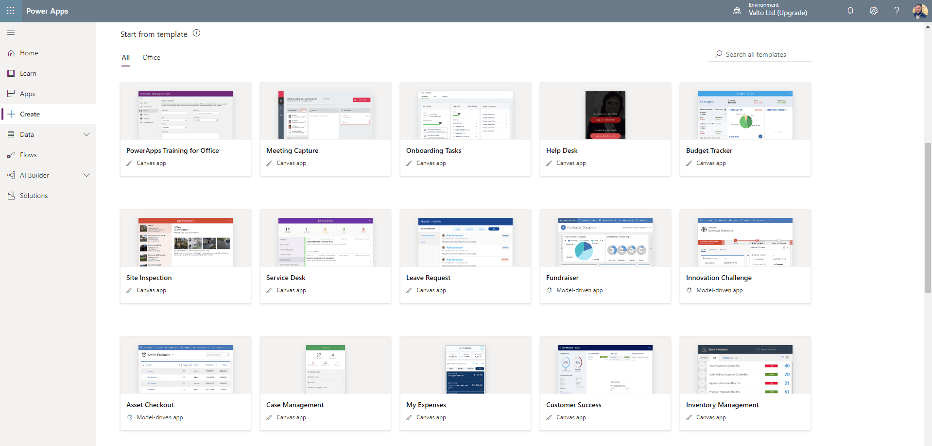 Microsoft Sharepoint Power Apps List of Templates