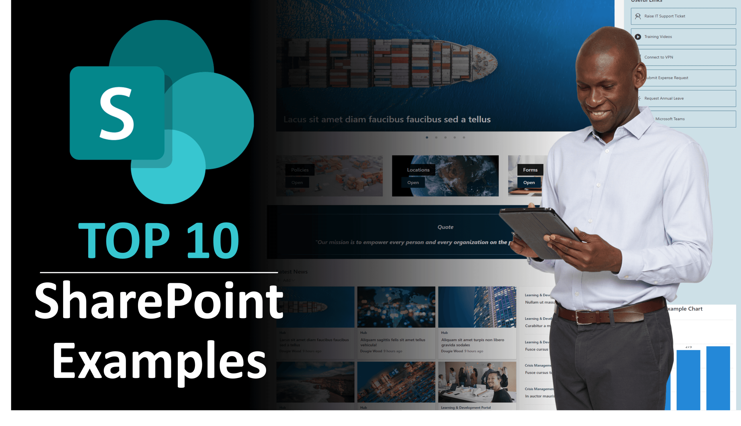 Top 10 SharePoint examples cover for the video
