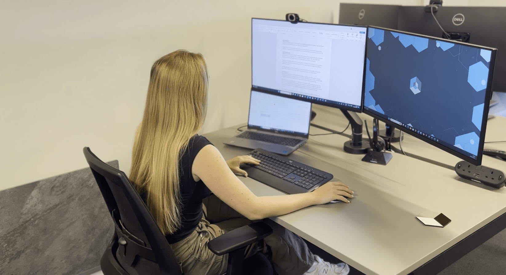 katrina woolley at computer