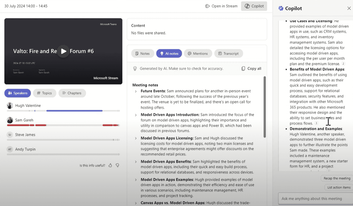 Microsoft Teams meeting summary