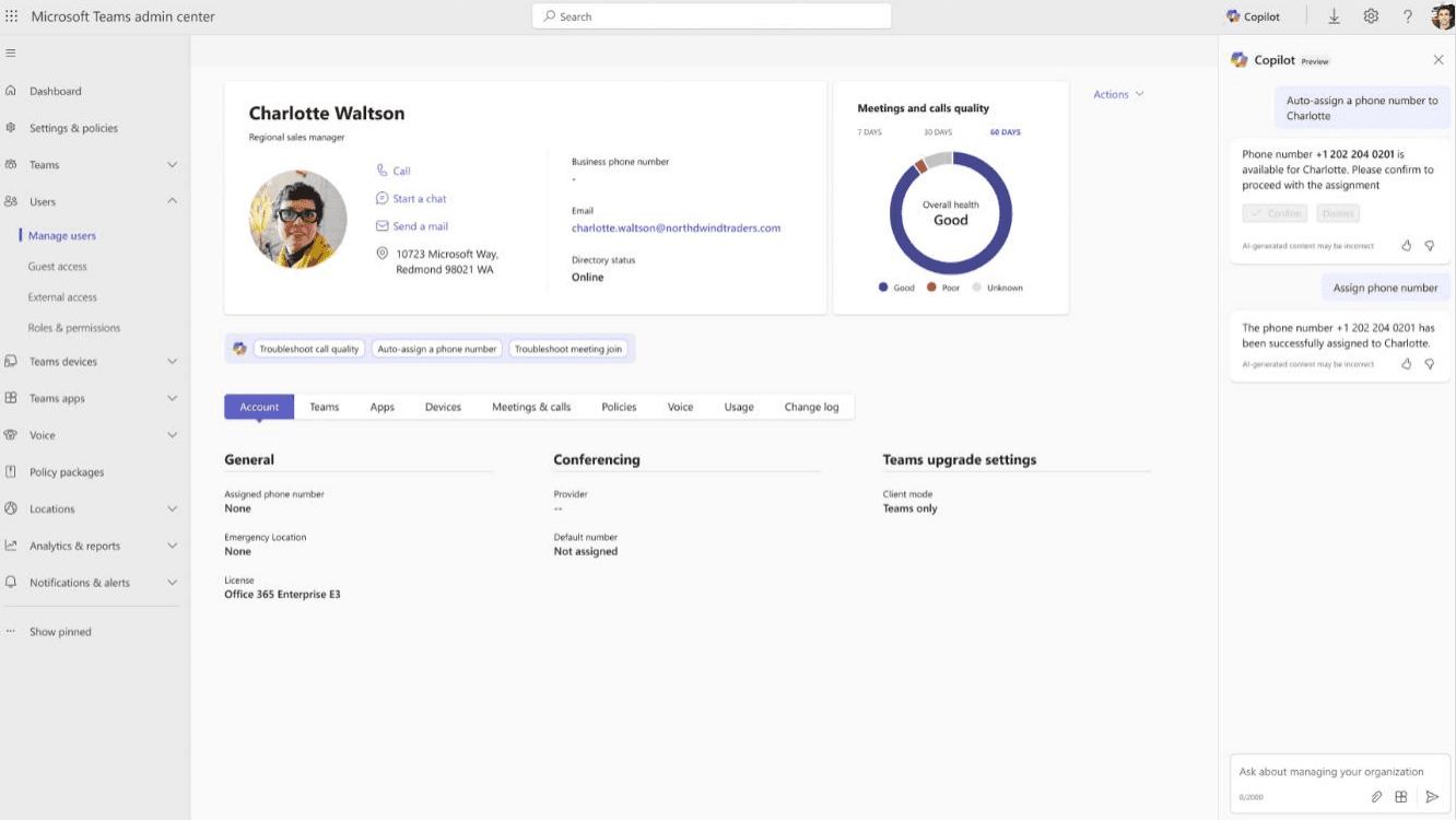 copilot in teams admin center