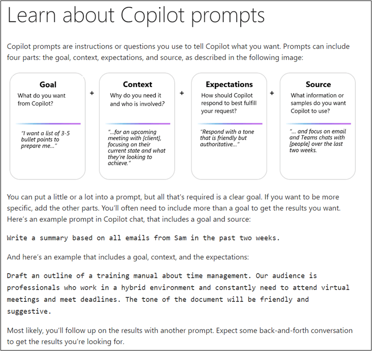 learn about copilot prompts
