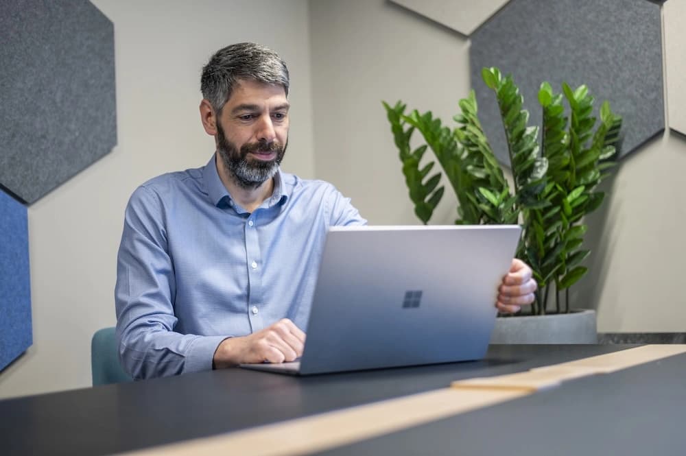 Man working on laptop