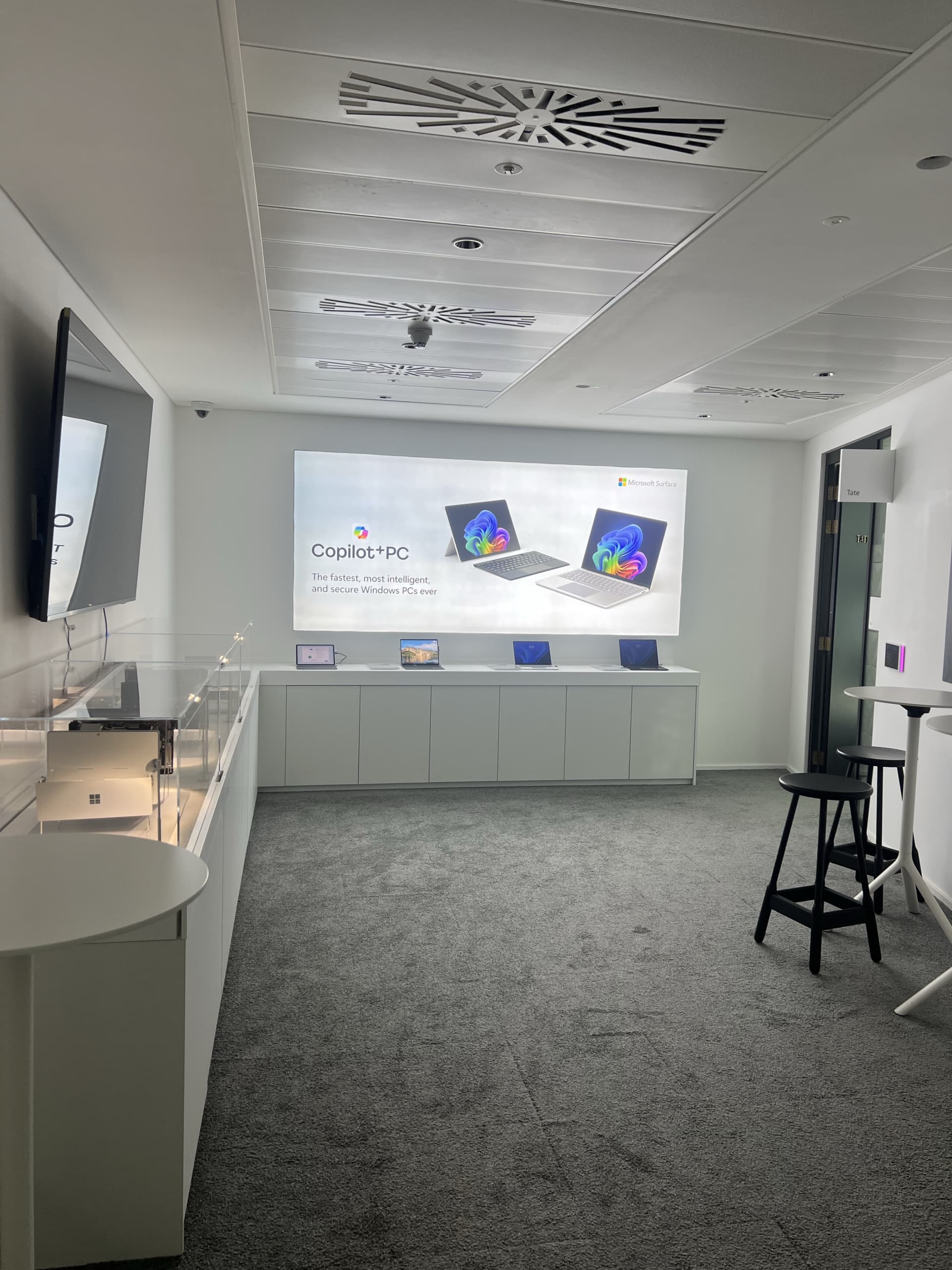 Microsoft laptops on display