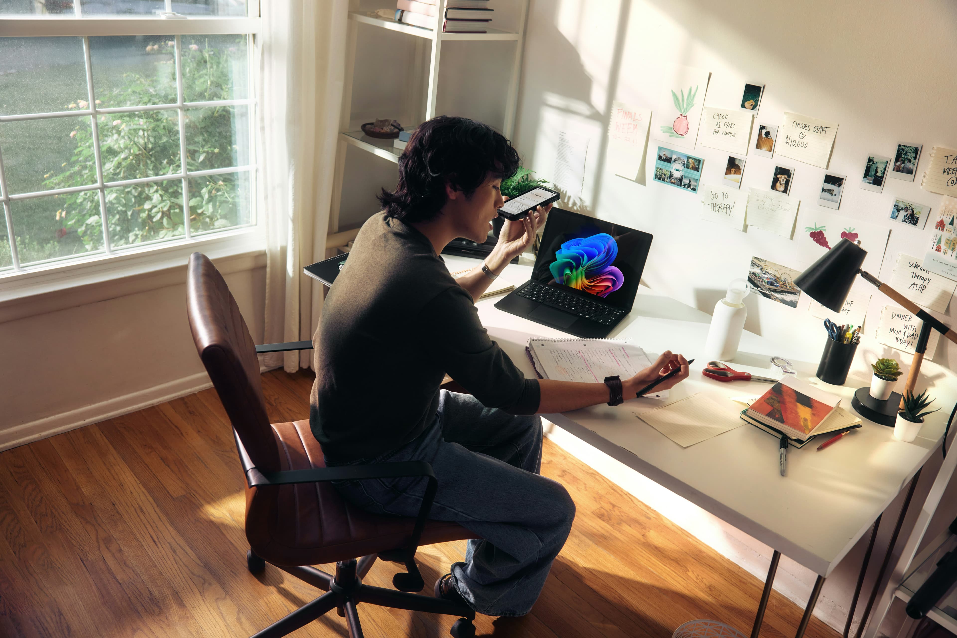 Man at a desk on a computer