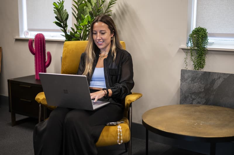 Lady working on laptop