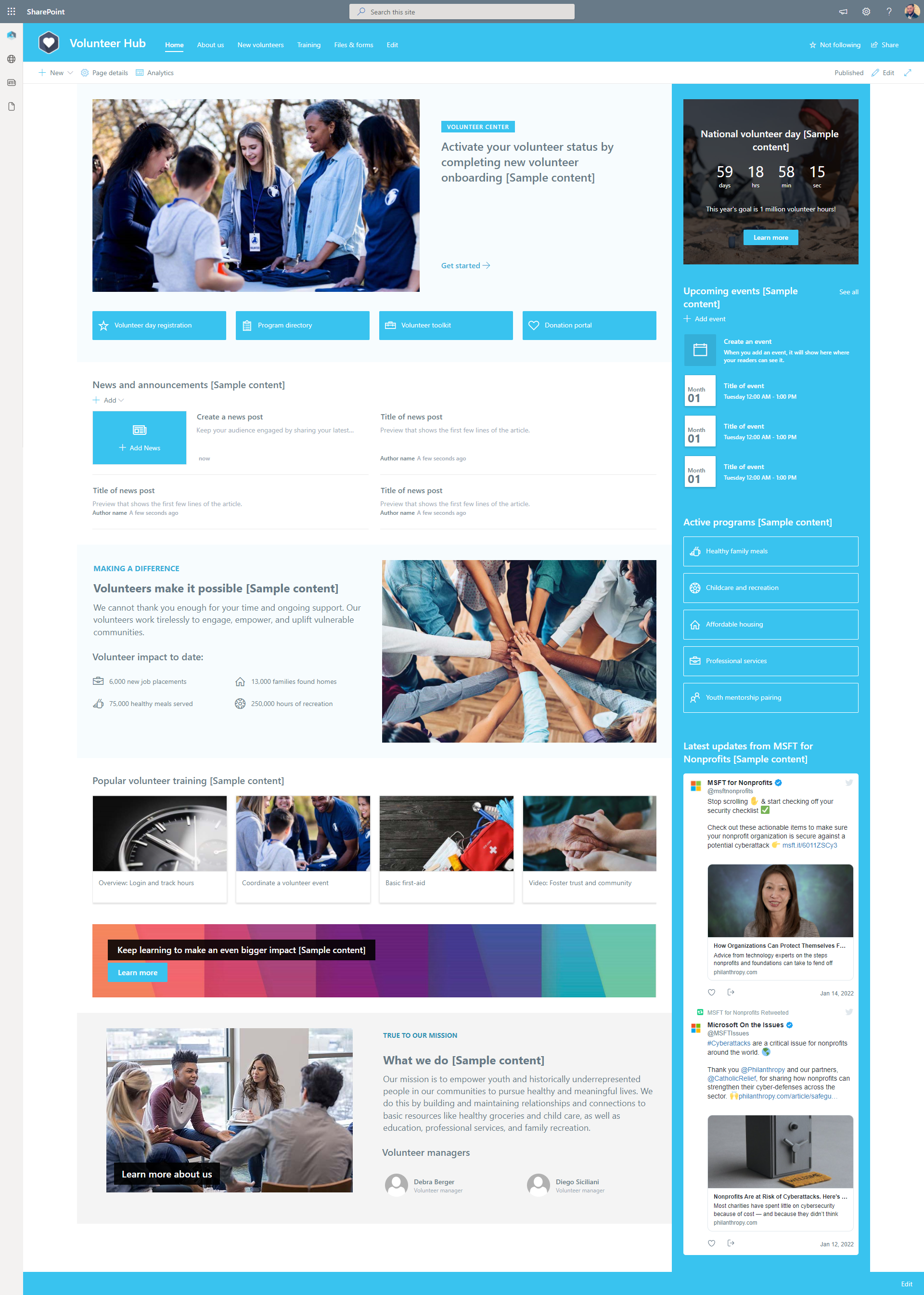 SharePoint Intranet Examples available out of the box